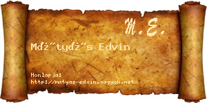 Mátyás Edvin névjegykártya